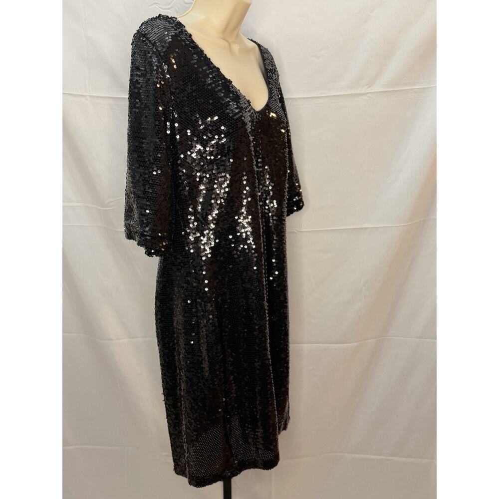 City Chic Black Sequin V-Neck Dress Size XS/14 - Picture 6 of 7